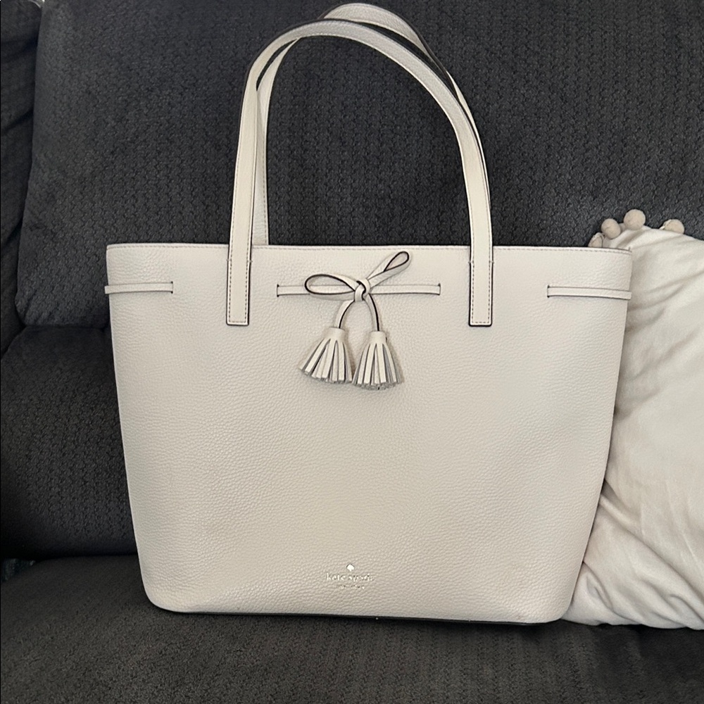 Kate Spade Cream Tote with Tassel Details
